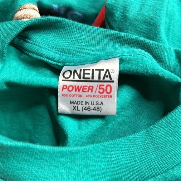 Vintage Oneita Python Vehicle Security Racing Tshirt Teal Green XL - Picture 7 of 8